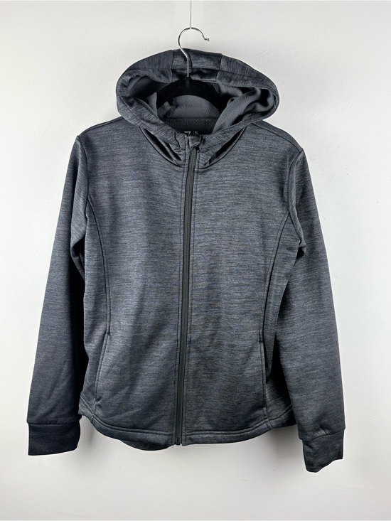 Zella Other - Z by Zella Gray Black Fleece Hooded Full Zip Sweatshirt Track Jacket XL 14 16